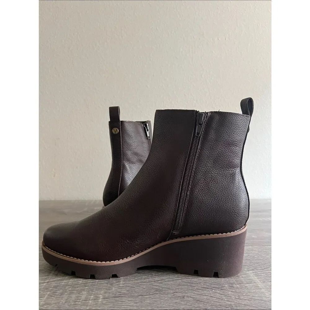 Vionic Aria 2.0 Dark Brown Leather Chelsea Wedge Lug Sole Booties 9M - Picture 4 of 7